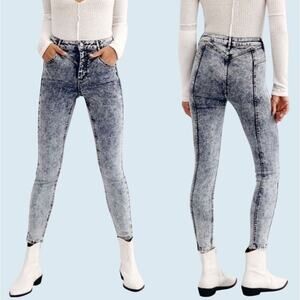Free People We The Free Jeans Women's Sz 28 31 Acid wash skinny Riley Seamed